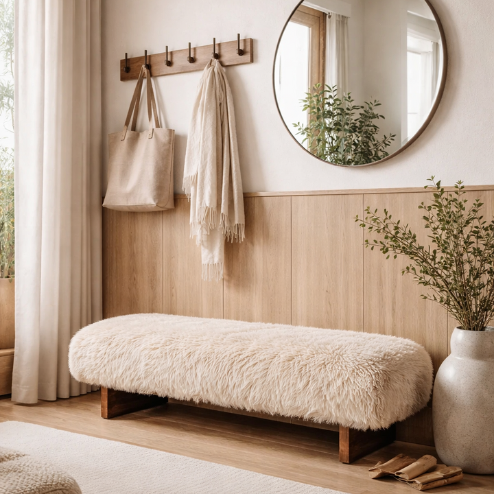 Zitbank Hari beige stof hout