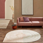 Brinker Feelgood Fano Girare rond wollen vloerkleed in wit en beige