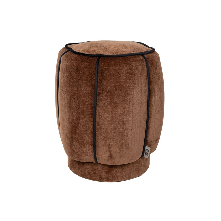 Ronde poef 40 cm velours donkerbruin – Dutchbone Donna