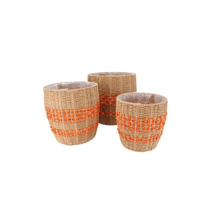 Oranje Rotan Decoratie Set – Manden, Etagère & Schalen