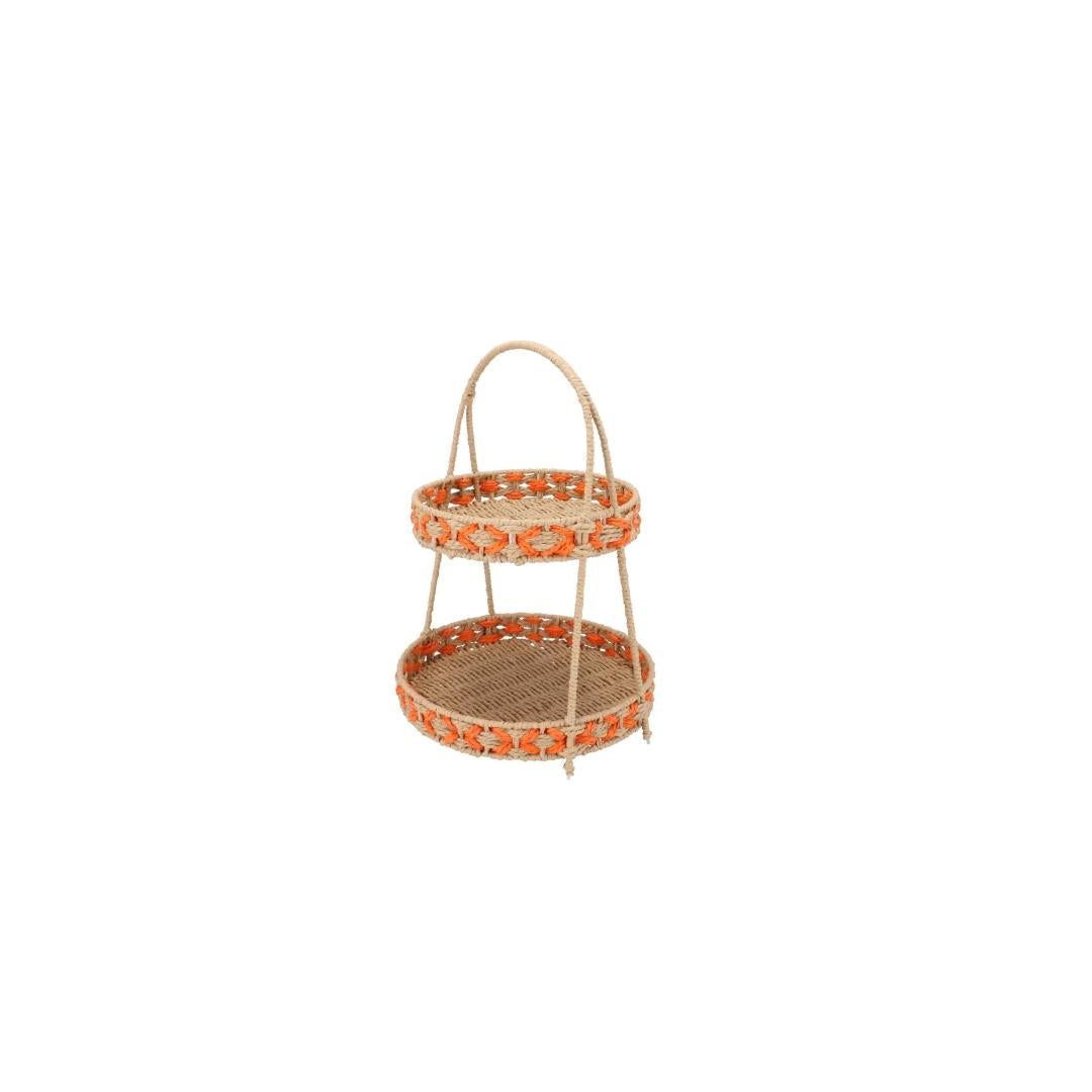 Oranje Rotan Decoratie Set – Manden, Etagère & Schalen