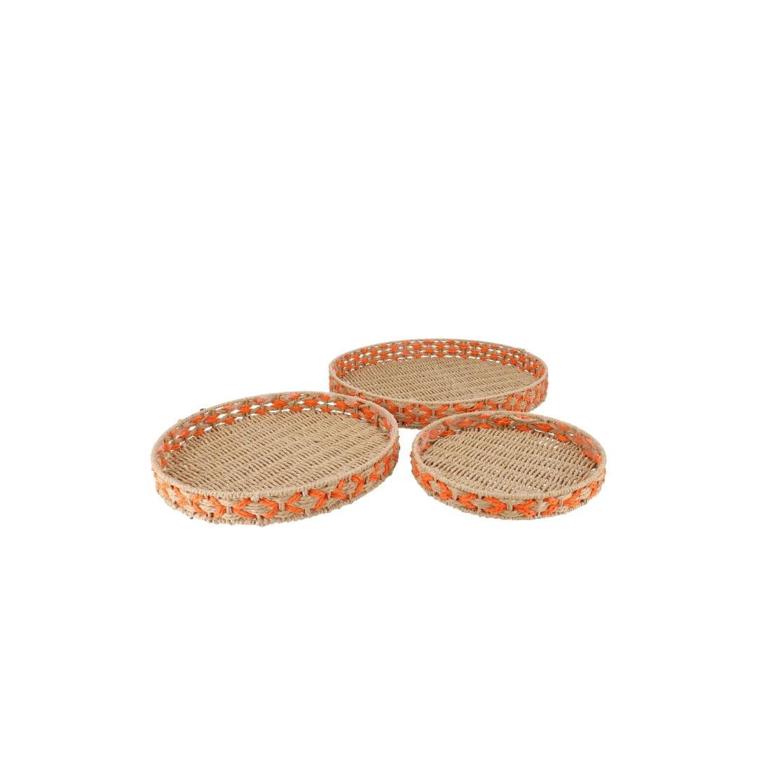 Oranje Rotan Decoratie Set – Manden, Etagère & Schalen