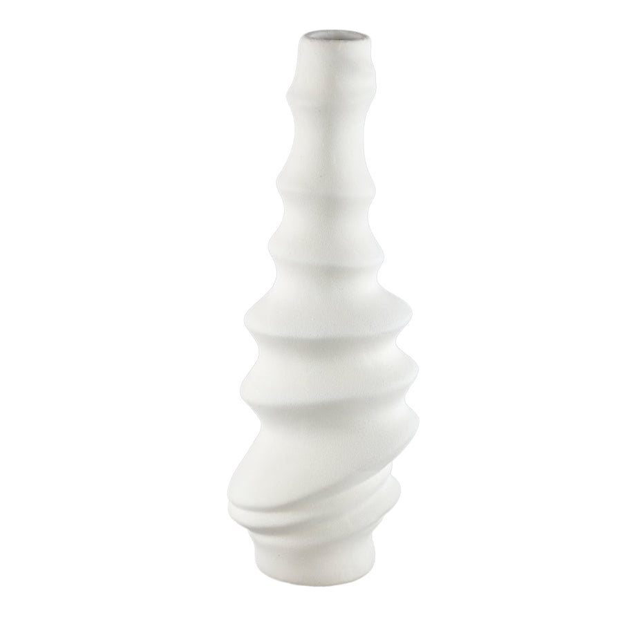 Georgy White ceramic pot round spiral L PTMD