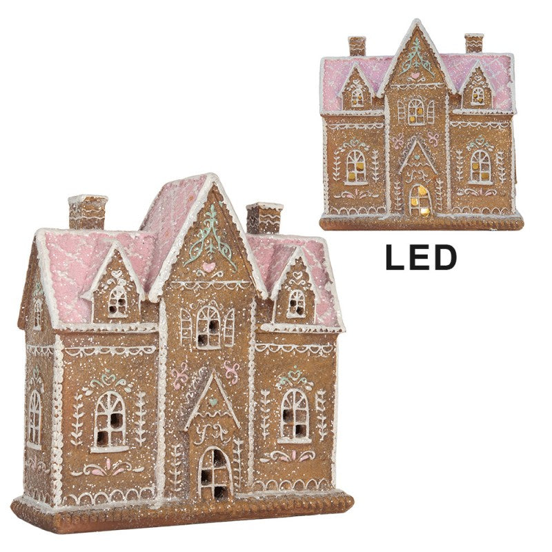 Kerst Gingerbread Huis met LED 21x8x20 cm Bruin