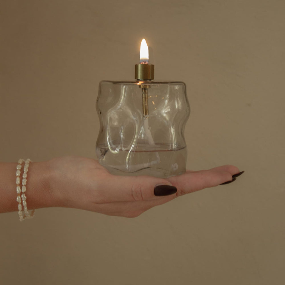 Olielamp glas light grey organisch design