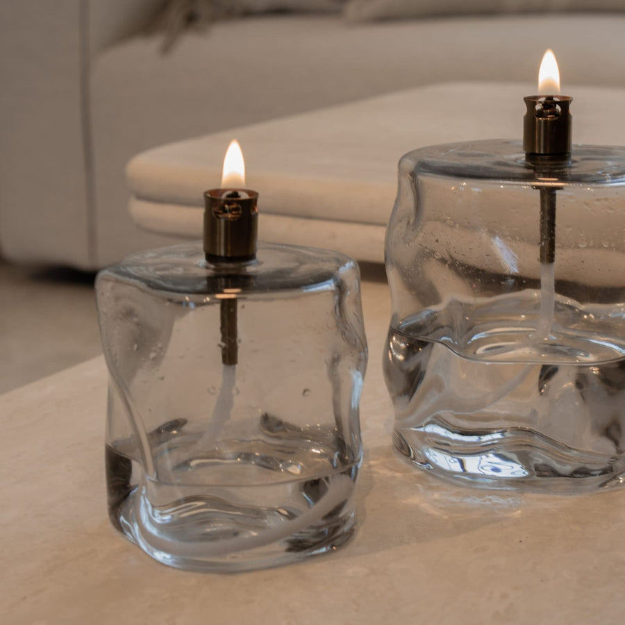 Olielamp light grey in twee maten