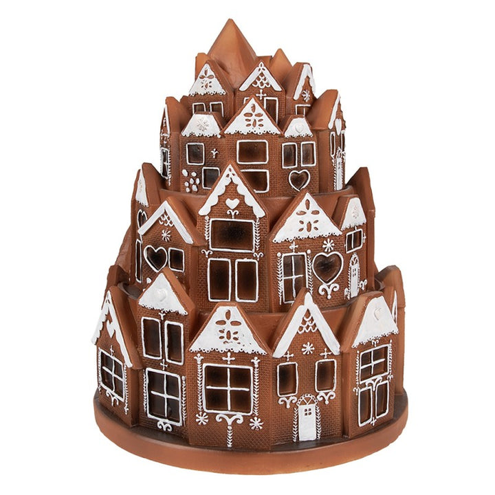 Gingerbread house met LED Ø 21x26 cm Bruin Polyresin