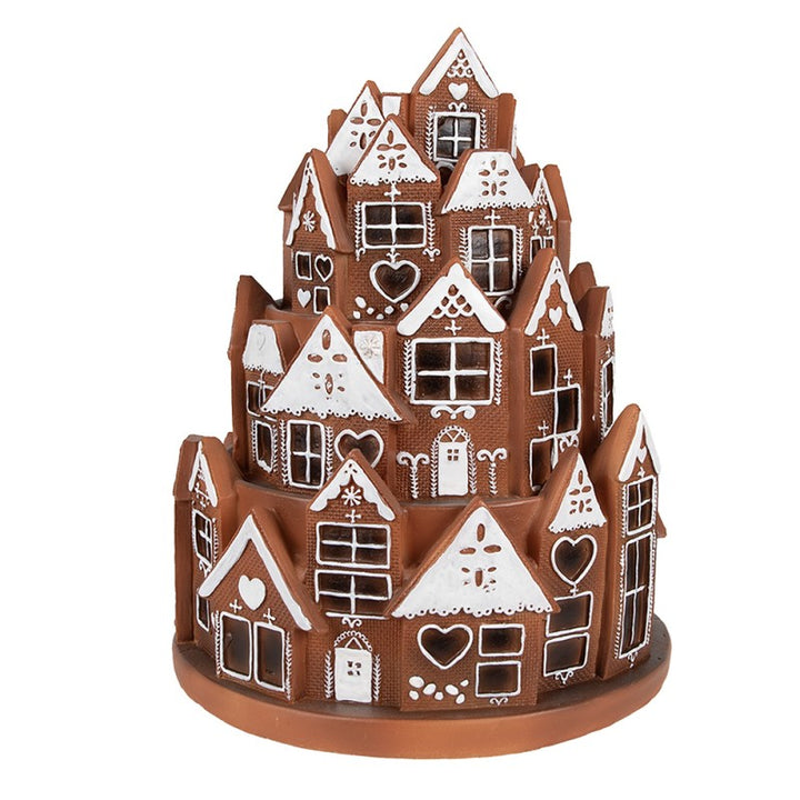 Gingerbread house met LED Ø 21x26 cm Bruin Polyresin
