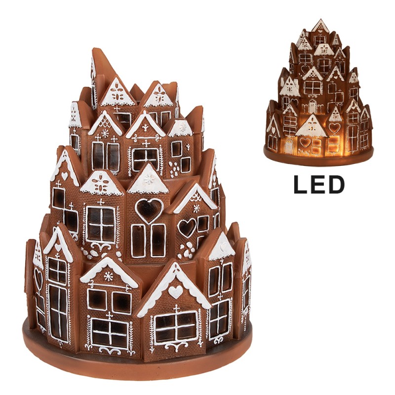 Gingerbread house met LED Ø 21x26 cm Bruin Polyresin