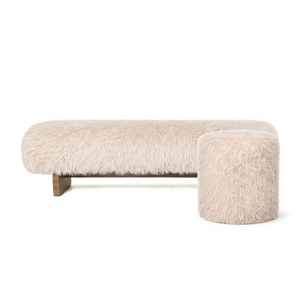 Zitbank Hari beige stof hout