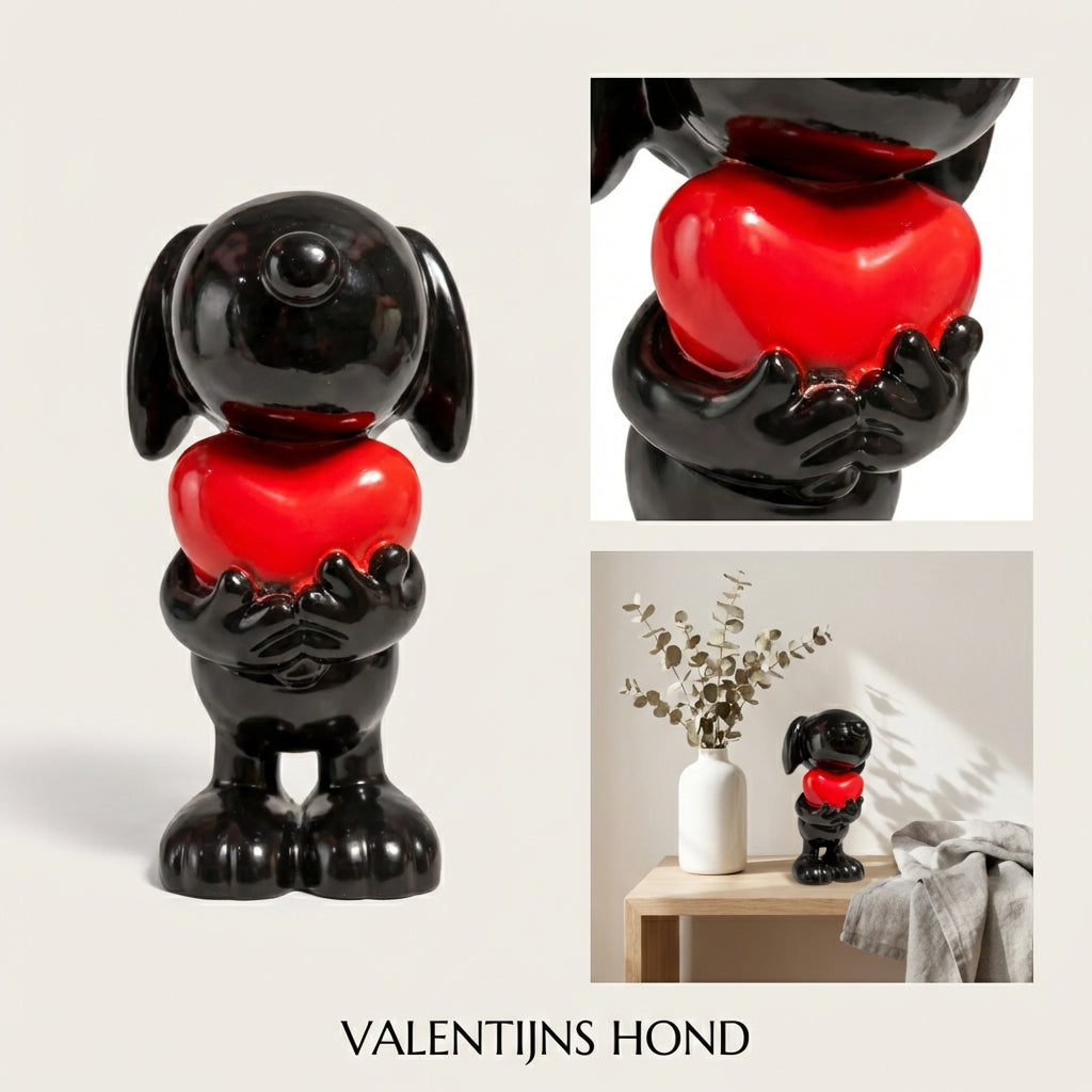 Valentijns Hond – Beeld met Hart (28 cm)