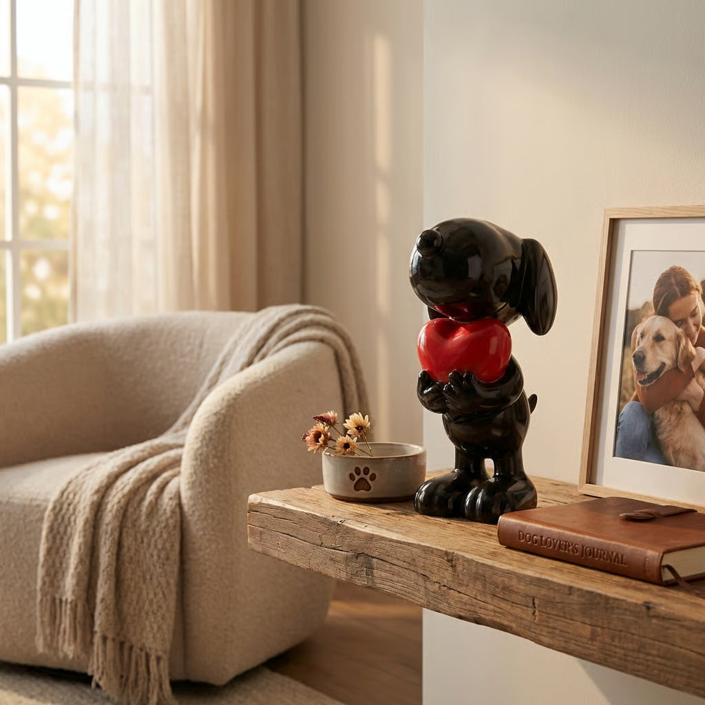 Valentijns Hond – Beeld met Hart (28 cm)