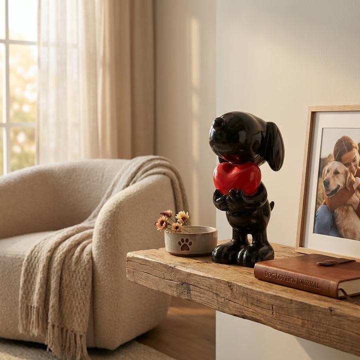 Valentijns Hond – Beeld met Hart (28 cm)