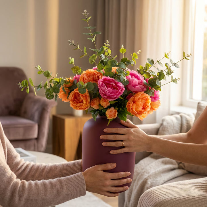 Valentijns Zijden Boeket met Roze Kunstrozen