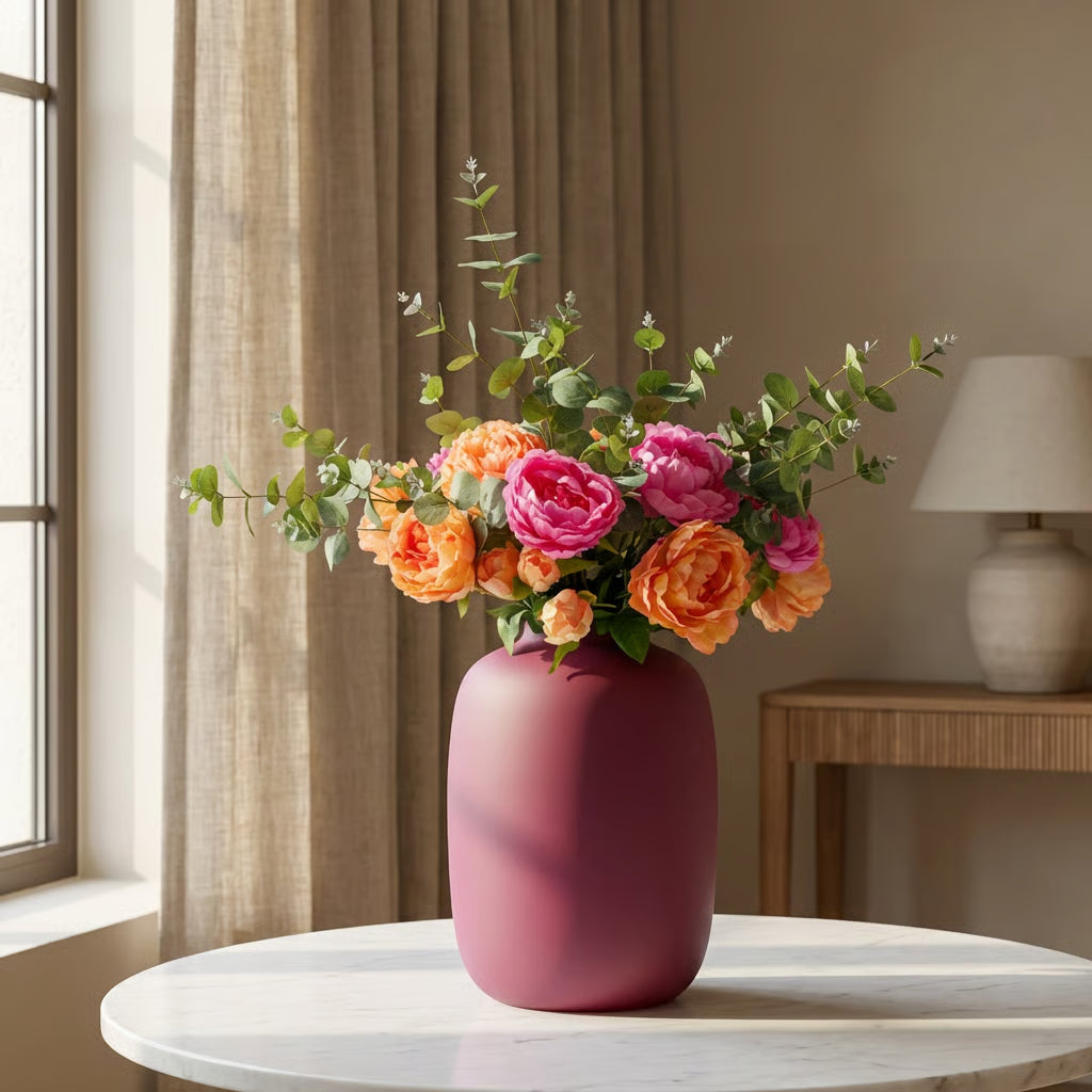 Valentijns Zijden Boeket met Roze Kunstrozen