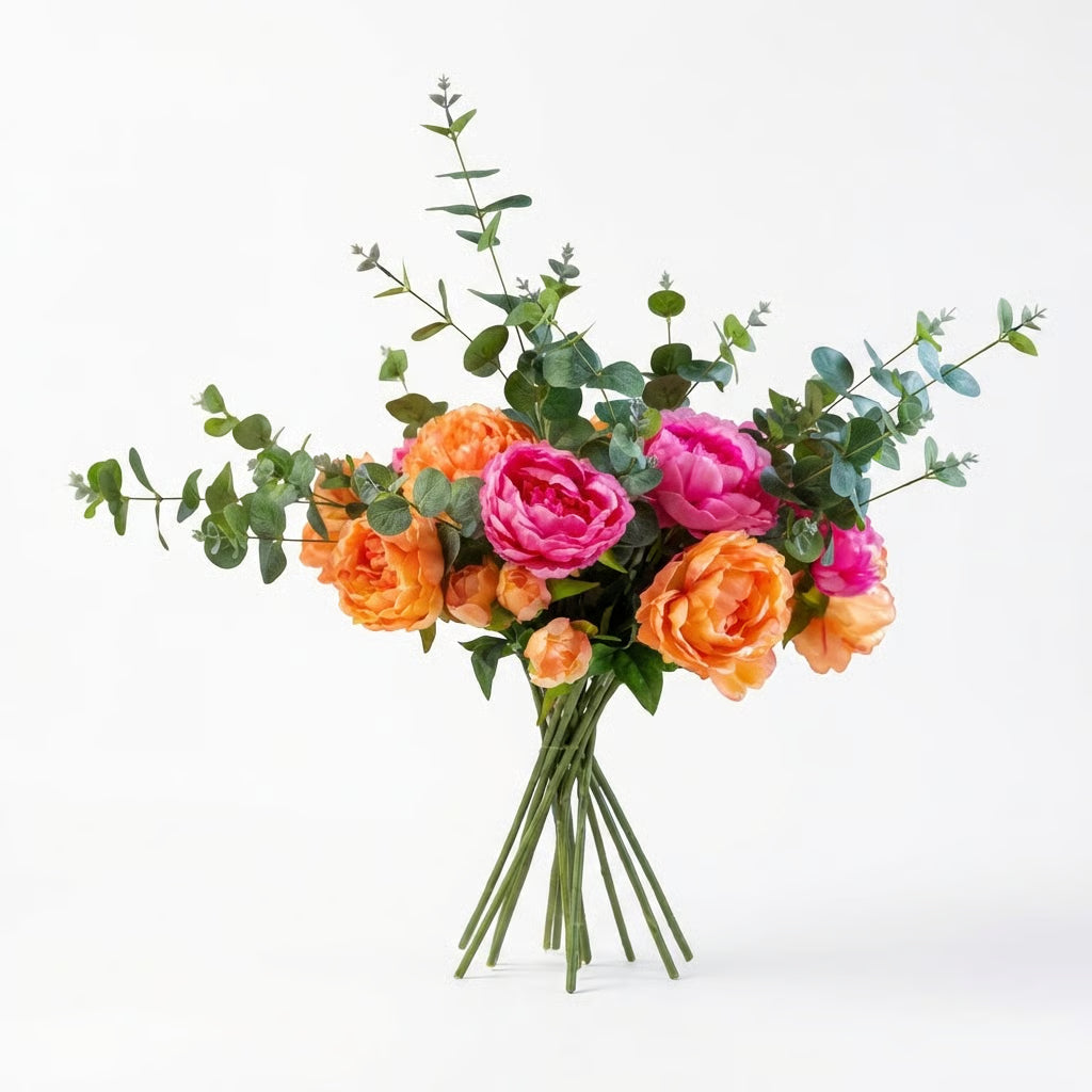 Valentijns Zijden Boeket met Roze Kunstrozen