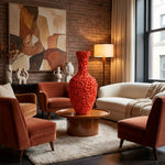 Oranje Design Vaas 80 cm – Grote Decoratieve Vaas voor Interieur