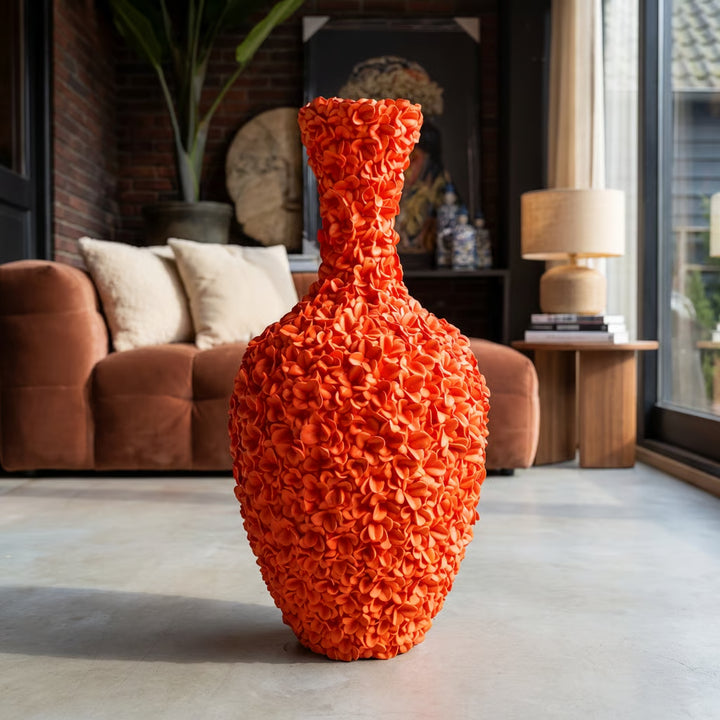 Oranje Design Vaas 80 cm – Grote Decoratieve Vaas voor Interieur