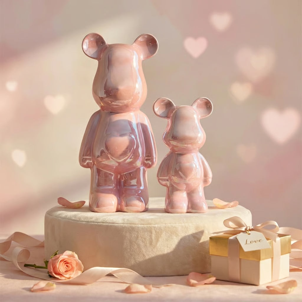 Roze Beer Beeld – Parelmoer Hart