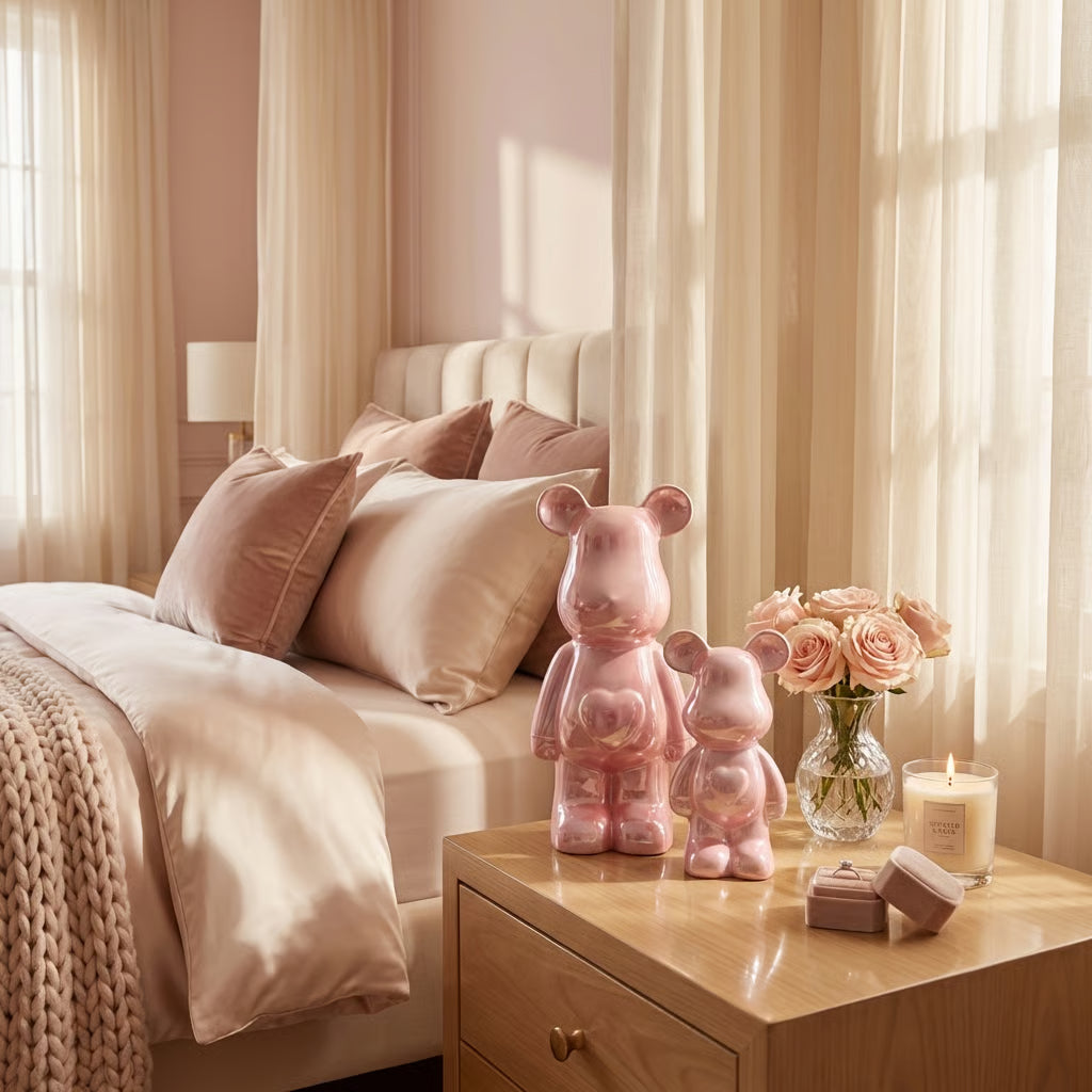 Roze Beer Beeld – Parelmoer Hart