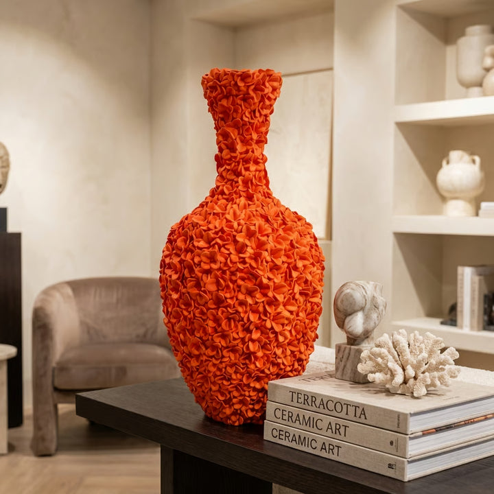 Oranje Design Vaas 80 cm – Grote Decoratieve Vaas voor Interieur