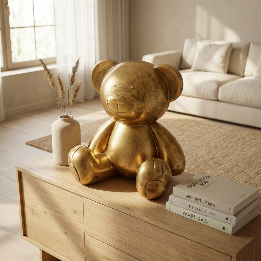 Grote Gouden Teddy Beer 35 cm – Luxe Decoratie