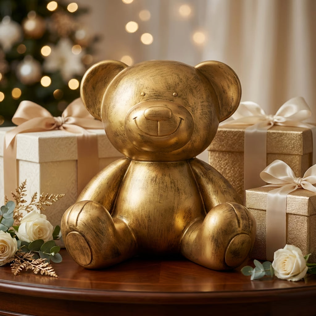 Grote Gouden Teddy Beer 35 cm – Luxe Decoratie