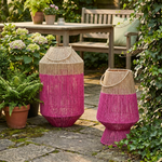 Rotan Windlicht – Fuchsia/Naturel & Oranje Tuin Lantaarns