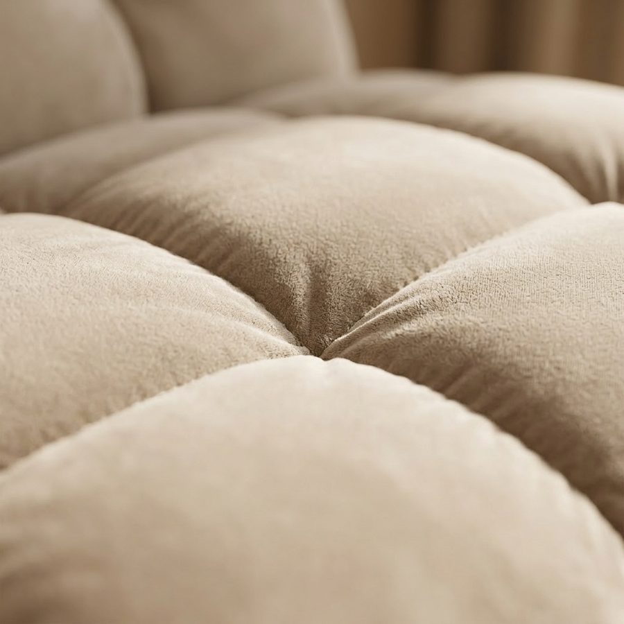 Royal Linen 1,5-zitsbank - Close-up velours en stiknaad