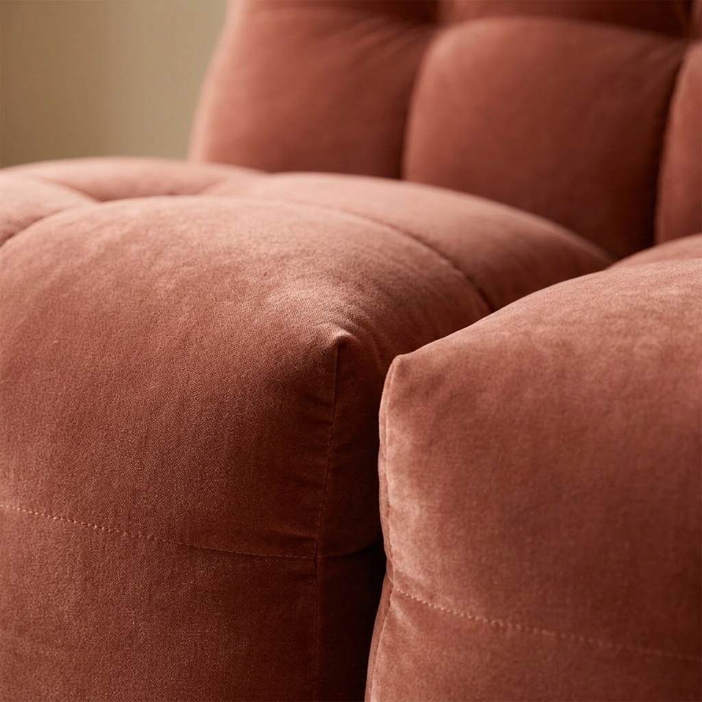 Royal Magnolia 1,5-zitsbank - Close-up velours en stiknaad