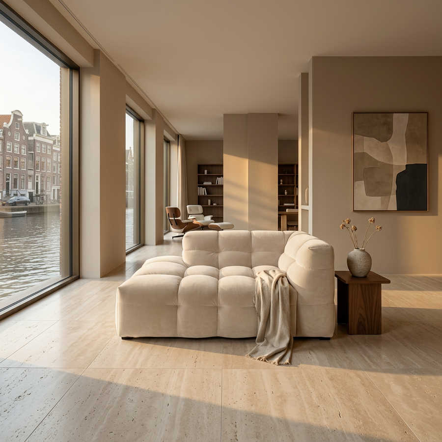 Royal Linen Chaise Longue - Volledige woonkamer sfeerbeeld