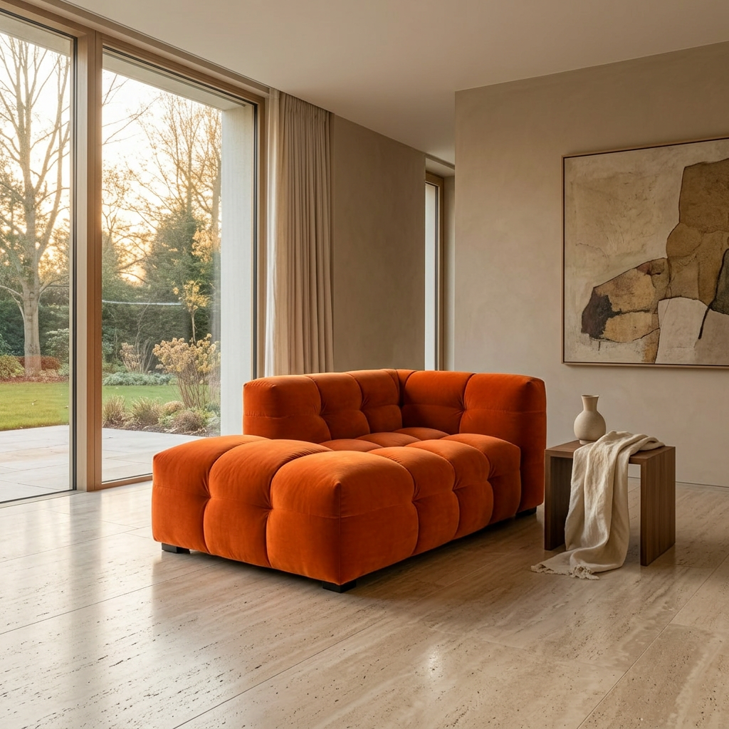 Royal Orange Chaise Longue - Volledige woonkamer sfeerbeeld