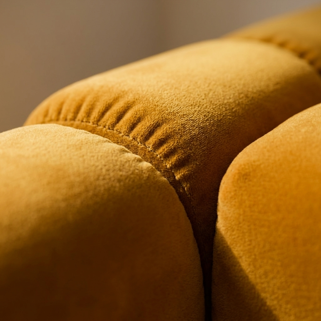 Royal Peach Chaise Longue - Close-up velours en stiknaad