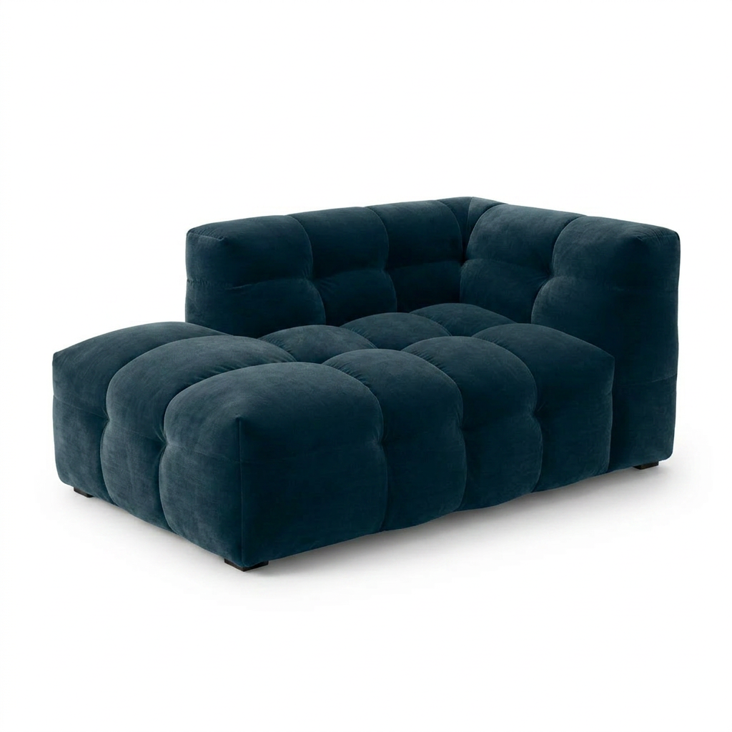 Velvet Chaise Longue Royal Petrol - Clean Studio Lounge Links