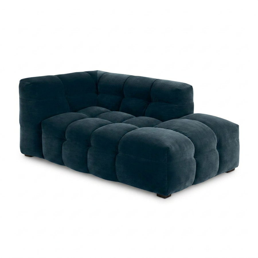 Velvet Chaise Longue Royal Petrol - Clean Studio Lounge Rechts
