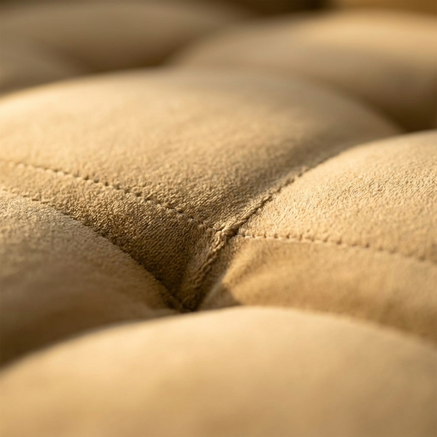 Velvet Bank 3-Zits Royal Sand - Close-up velours en stiknaad