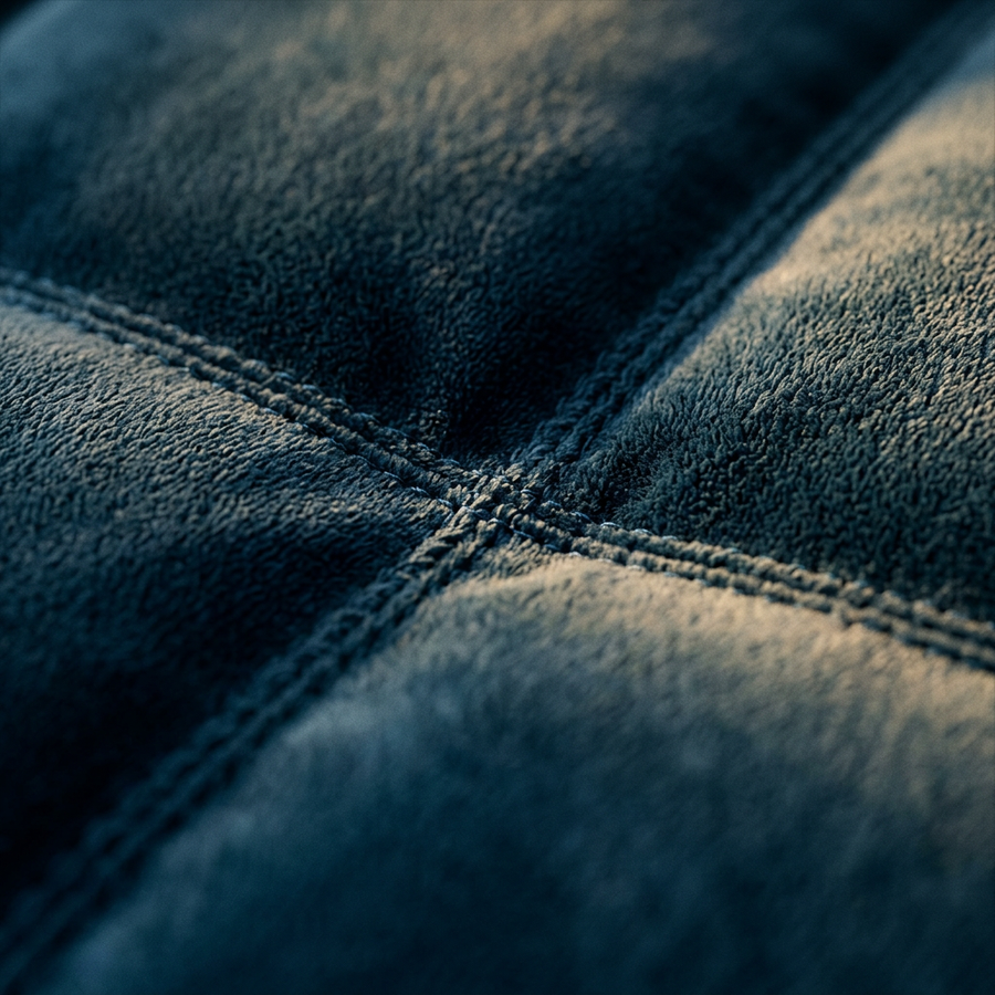 Velvet Bank 3-Zits Royal Petrol - Close-up velours en stiknaad