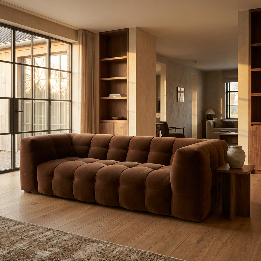 Velvet Bank 3-Zits Royal Wood - Hero interieurfoto boutique hotel woonkamer