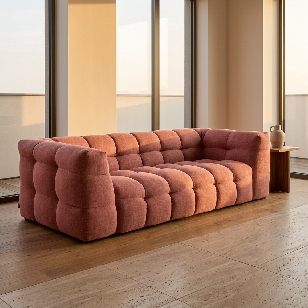 3-Zitsbank Oud Roze - Hero interieurfoto boutique hotel woonkamer