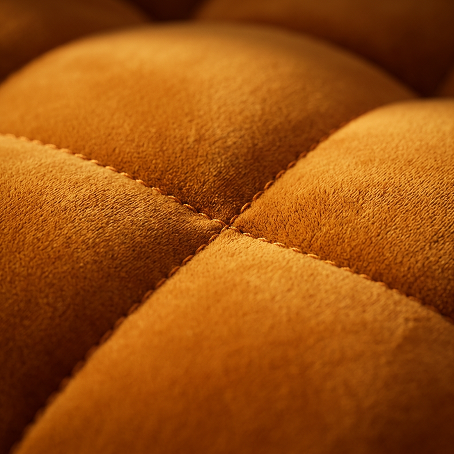 Velvet Bank 3-Zits Royal Peach - Close-up velours en stiknaad