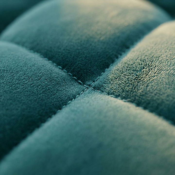 Velvet Bank 3-Zits Royal Turquoise - Close-up velours en stiknaad