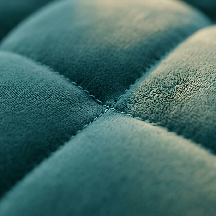 Velvet Bank 3-Zits Royal Turquoise - Close-up velours en stiknaad