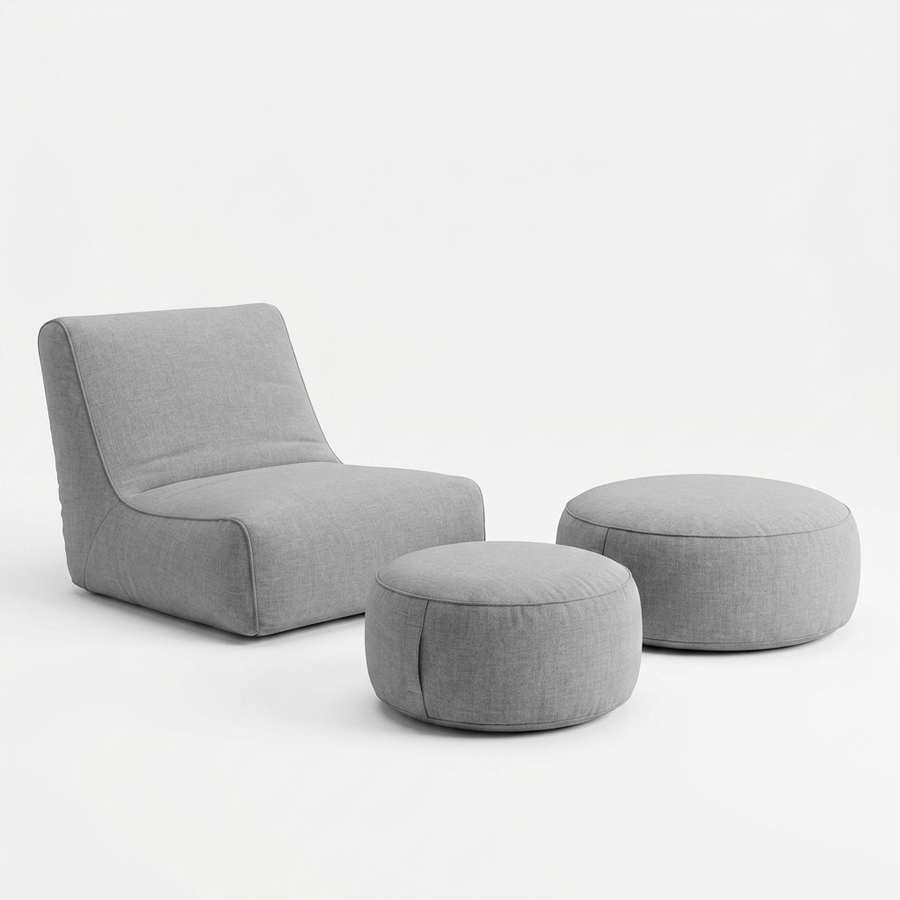 Opblaasbare loungeset grijs - complete set clean studio