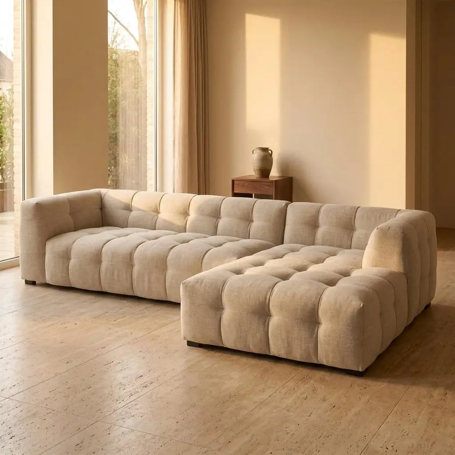 Bubbel Hoekbank Velvet – Luxe Organische Designbank Royal 110 linen