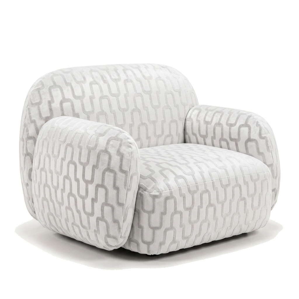 Paloma Fauteuil Wit Grijs Print – Clean Studio
