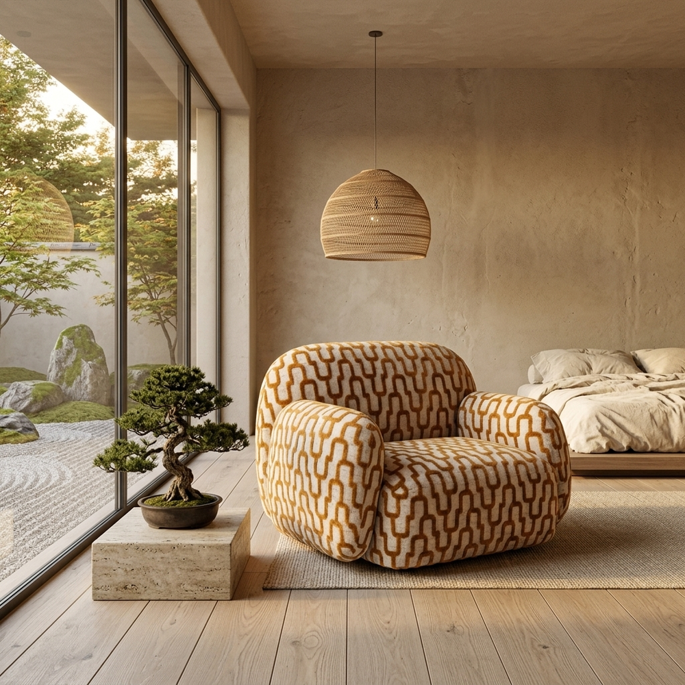Paloma Fauteuil Oker Print – Japandi interieur