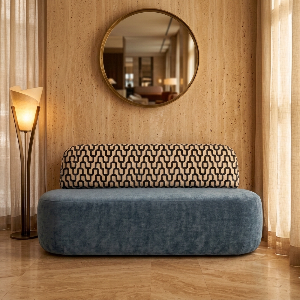 Sevilla Eetbank Blauwgrijs – sfeer boutique hotel