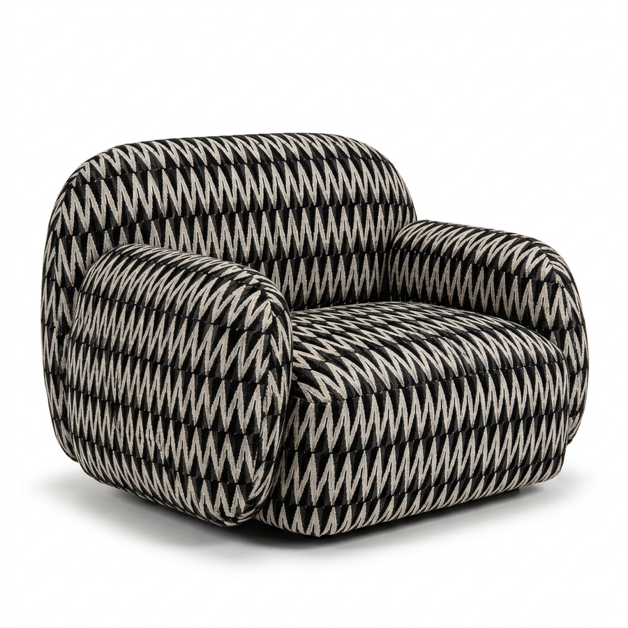 Paloma Fauteuil Chevron Black - 3/4 aanzicht