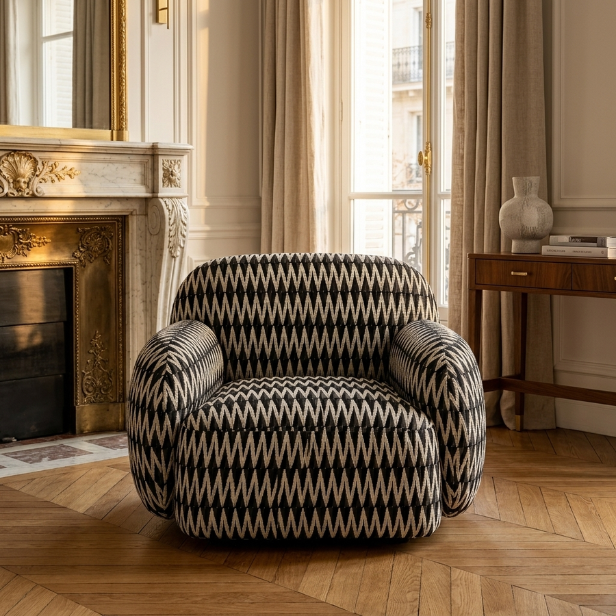Paloma Fauteuil Chevron Black - sfeerfoto