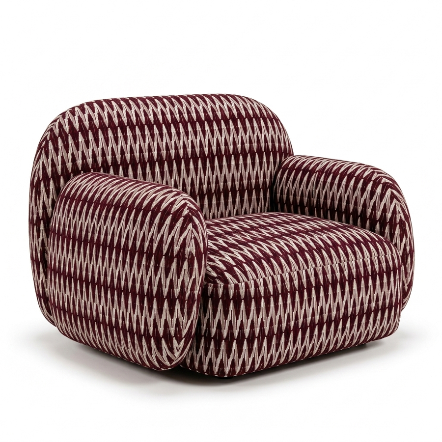 Paloma Fauteuil Chevron Burgundy - 3/4 aanzicht
